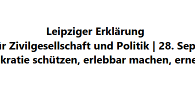 Leipziger Erklärung fordert „aktiven Schutz“ der Demokratie