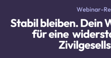 Stabil bleiben. Dein Werkzeugkoffer für eine widerstandsfähige Zivilgesellschaft | Webinarreihe