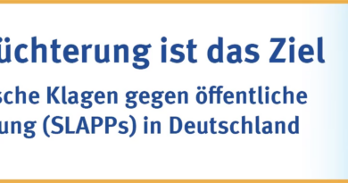 Einschüchterung ist das Ziel – Strategische Klagen gegen öffentliche Beteiligung (SLAPPs) in Deutschland